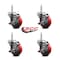 Service Caster 35 Inch Red Polyurethane Wheel Swivel 34 Inch Threaded Stem Caster Set with Brake SCC SCC-TS20S3514-PPUB-RED-TLB-34212-4 - alternate 2